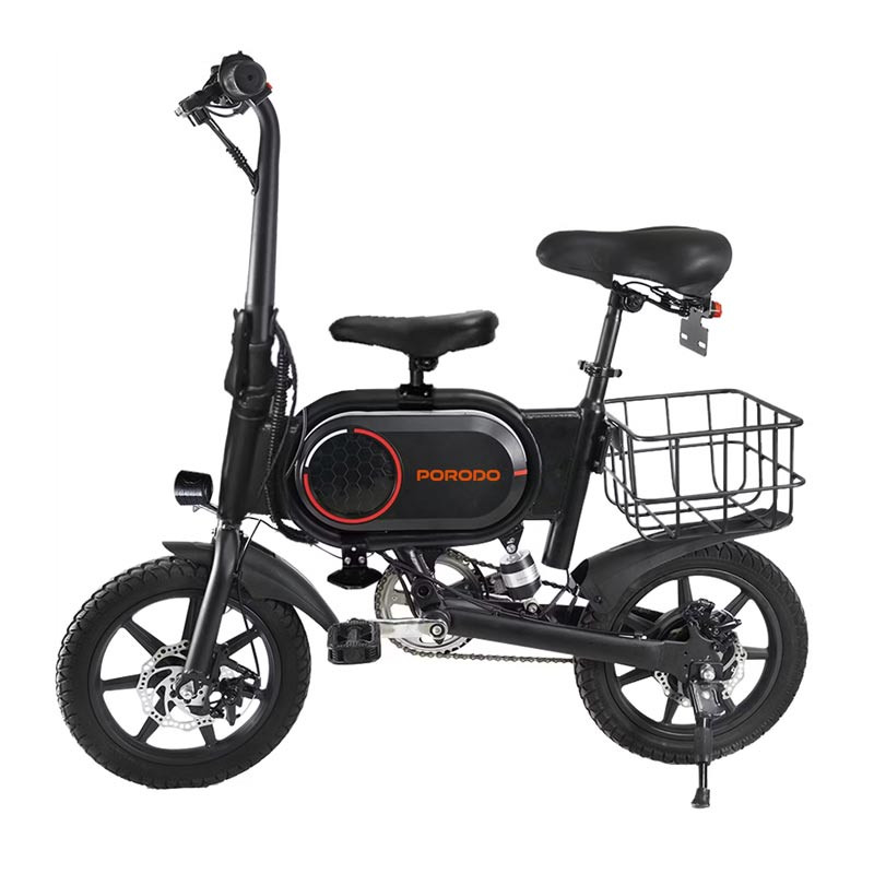Porodo Lifestyle 350W Electric Bike Foldable with Baby Seat - Black