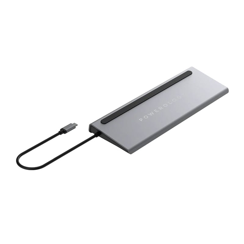 Powerology 11 in 1 MULTI-DISPLAY USB-C Hub & LAPTOP STAND 100W - Gray